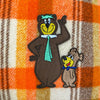Orange and Brown Vintage Woollen Blanket Yogi Bear Cushion
