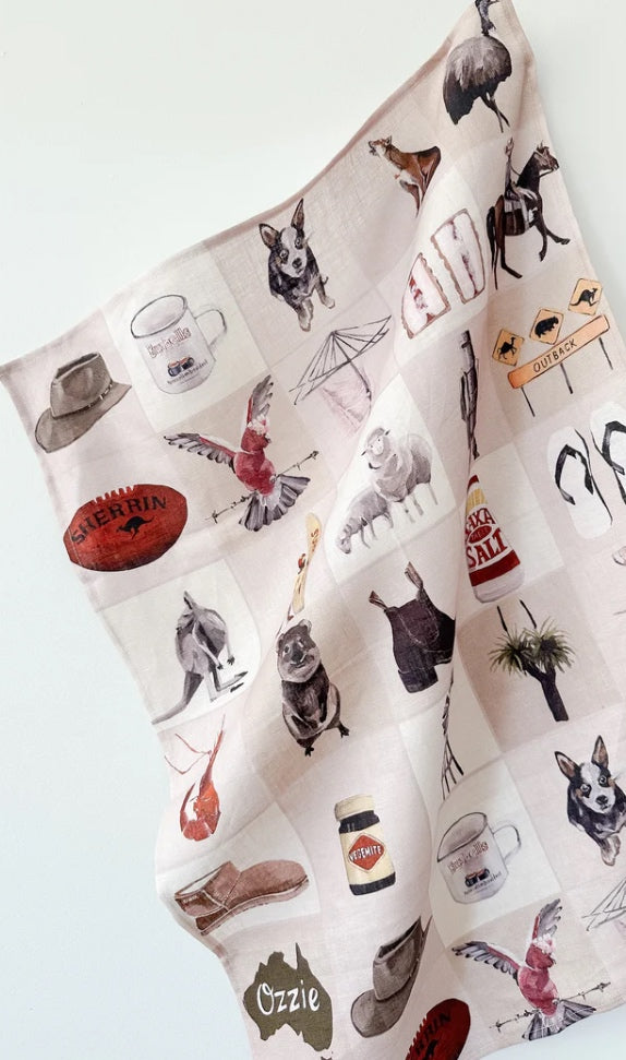 Ozzie Linen Tea Towel