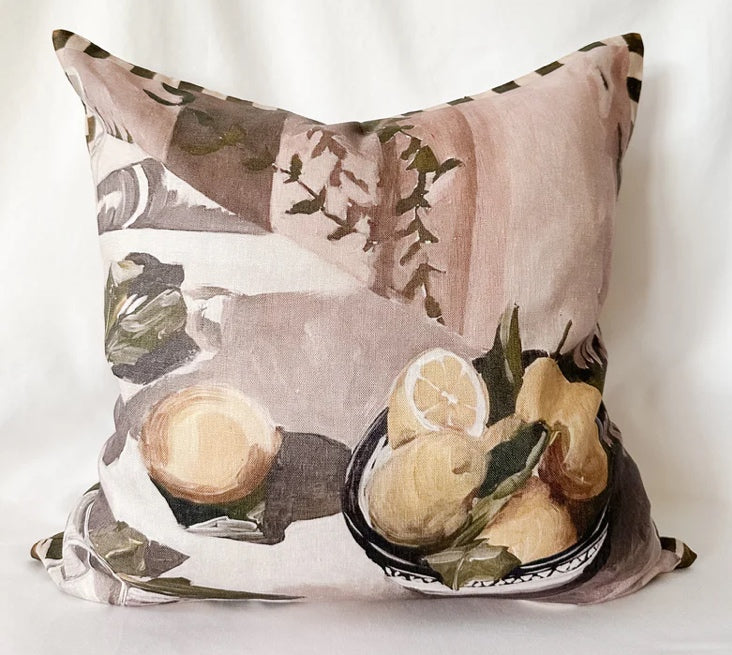 Moody Lemons Linen Cushion