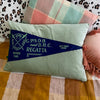 Soft Green Velvet Pennant Flag Cushion - GPSOB and BRC Rowing Regatta
