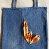 Upcycled Denim Market Bag With Blanket Feathers