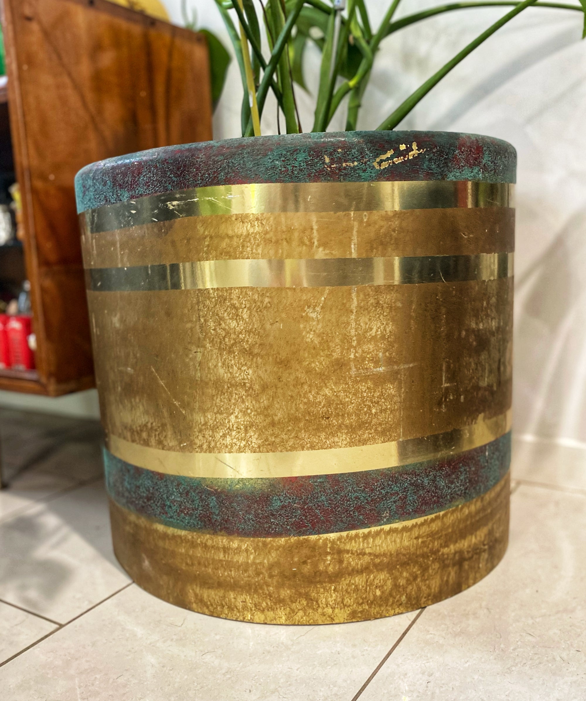 Gold Band Planter Pot