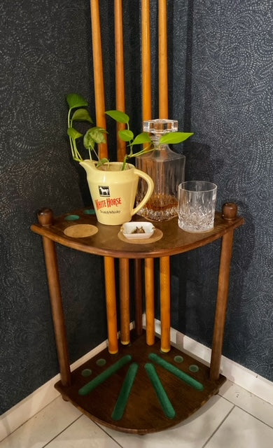 Corner Pool Cue Floor Rack/Side Table