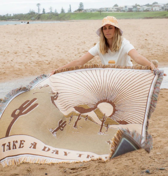 Take a Day Trip Tapestry Blanket